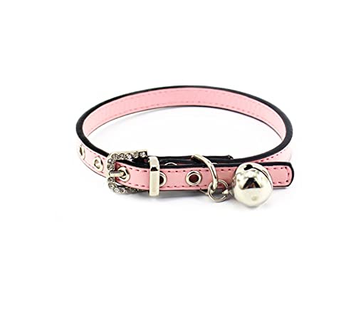 Halsband für Haustiere, Welpen, Hunde und Katzen, Halsband, Leine, Halskette mit Kristallschnalle und Glöckchen, PU-Leder, Haustierhalsband, Leine für kleine Hunde (Farbe: 8, Größe: XS) (3 S) von LXYDPZ