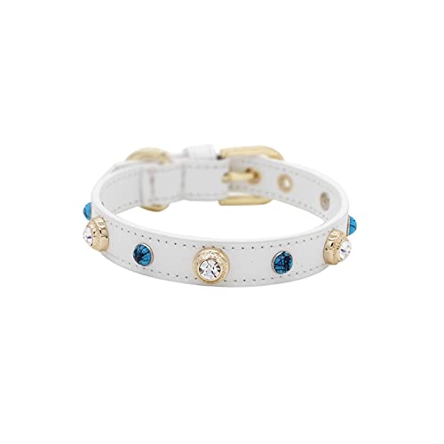 Halsband für Haustiere, luxuriöses Hundehalsband, Katzenhalsband, Zubehör, Strasssteine, individueller Designer, echtes Leder (Farbe, Größe: L 2,2 x 36–44 cm) (wie abgebildet, M 1,8 x 30) von LXYDPZ