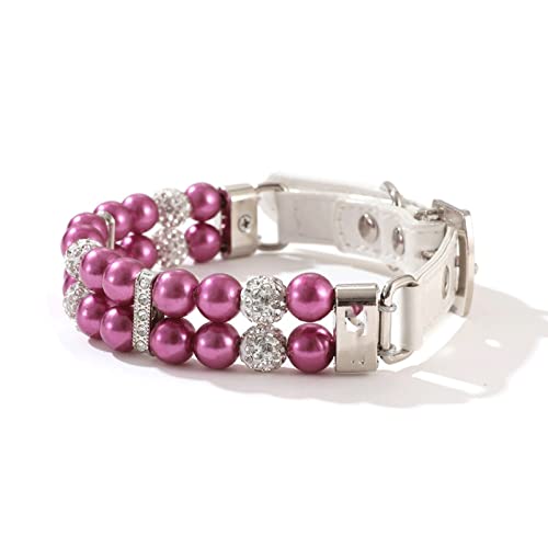 Halsband für Hunde, Ortungshalsband für Hunde, Perlenhalsband für Haustiere, künstliche Perlen, Strass-Halsband für Katzen, Halskette für Hochzeit, Party, Rosa, Blau, Grün (Farbe: Blau, Größe: S) (R von LXYDPZ