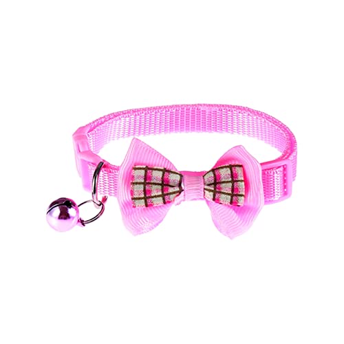 Halsband für Hunde, Ortungshalsband für Hunde, mehrfarbig, Katzenzubehör, Gitterschleife, Katzenhalsband, Haustier-Hundefliege, verstellbare Halskette mit Glöckchen, Hundehalsband (Farbe: Rot) (Pink von LXYDPZ