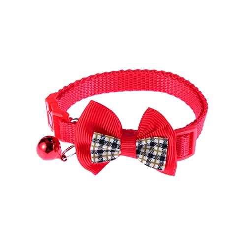 Halsband für Hunde, Ortungshalsband für Hunde, mehrfarbig, Katzenzubehör, Gitterschleife, Katzenhalsband, Haustier-Hundefliege, verstellbare Halskette mit Glöckchen, Hundehalsband (Farbe: Rot) (Rot) von LXYDPZ