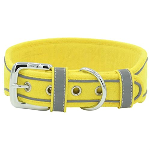 Halsband für Hunde, Ortungshalsband für Hunde, verstellbar, mit Netzgewebe gepolstert, reflektierendes Hundehalsband, langlebig für mittelgroße und große Hunde, Hundehalsband (Farbe: Gelb, Größe: L) von LXYDPZ