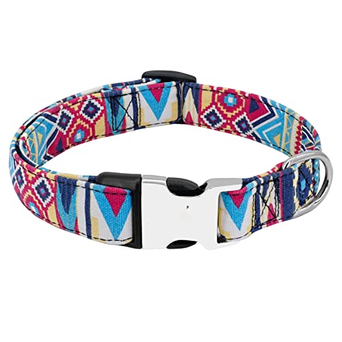 Haustierhalsband, individuelles Hundehalsband, personalisiertes Hundehalsband aus Nylon mit Hundemarke, verstellbar, graviert, für Welpen und Katzen, für kleine und große Hunde (Grün, L) (Rosa L) von LXYDPZ