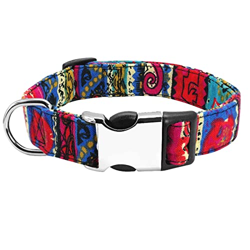 Haustierhalsband, individuelles Hundehalsband, personalisiertes Hundehalsband aus Nylon mit Hundemarke, verstellbar, graviert, für kleine und große Hunde (Grün, L) (Rot M) von LXYDPZ