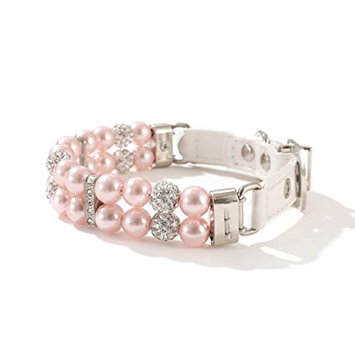 Haustierhalsband mit Perlen, künstliche Perlen, Strass, Hundehalsband für Katzen, Halskette, Hochzeit, Party, Rosa, Blau, Grün (Lila, L) (Lila M) von LXYDPZ