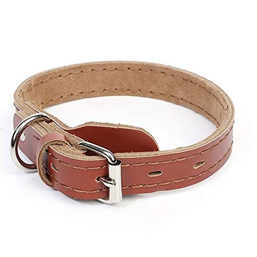 Hundehalsband Hundehalsband Leder für mittelgroße Hunde Gelbe Haustierkette Verstellbare Größe Schlichtes Rindsleder Accessoire von LXYDPZ