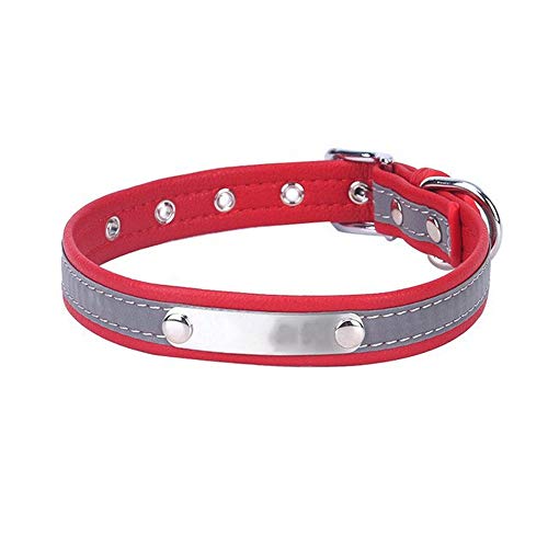 Hundehalsband aus Leder, Sicherheitshalsband mit reflektierender Gravur, Welpenhalsband, Haustierhalsband (Farbe: 4) (4) von LXYDPZ