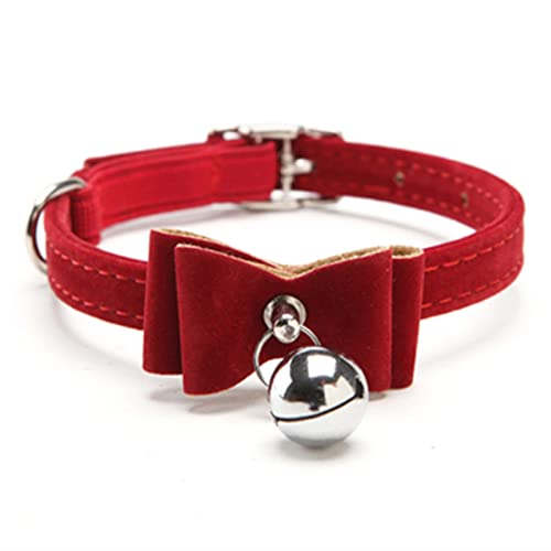 Sicherheitshalsband für Haustiere, elastische Fliege mit Glöckchen, kleines Hunde- und Katzenhalsband, sicherer weicher Samt, Haustierprodukte, Hundehalsband, Haustierlieferant (Schwarz) (Rot S) von LXYDPZ