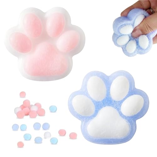 2 Stück Cat Paw Squeeze Toy, Süße Weiche Katzenpfoten Quetsch Spielzeuge, Quetschspielzeug Große Katzenpfoten, Cat Paw Anti Stress Bälle, Geeignet für Kinder und Erwachsene für Stressabbau von LXYYDS