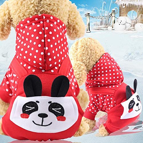 LY Haustier-Winterkleidung für Hunde, Fleece, Hund mit Kappe, Cartoon, vierbeinige Katze, warme Kleidung, Chihuahua, Haustierbedarf (55 x 45 cm, groß, rot) von LY