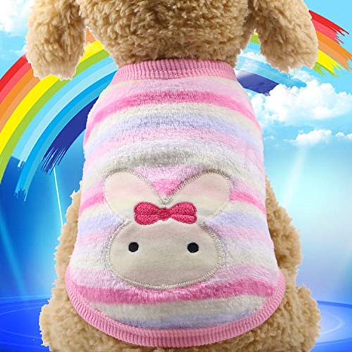 LY Warme Hunde- und Katzen-Kleidung aus weichem Fleece für den Winter, Haustierbedarf, Flanell, Cartoon-Kostüm, Teddy, Pomeranian Pudel, Hundeweste, Outfits, Größe XS, 3020 cm, rosa Spitzhase von LY