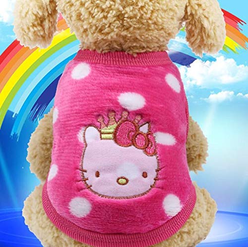 LY Warme Hunde- und Katzen-Kleidung aus weichem Fleece für den Winter, Haustierbedarf, Flanell, Cartoon-Kostüm, Teddy, Pomeranian Pudel, Hundeweste, Outfits (S: 3525 cm, rosa KT Katze) von LY