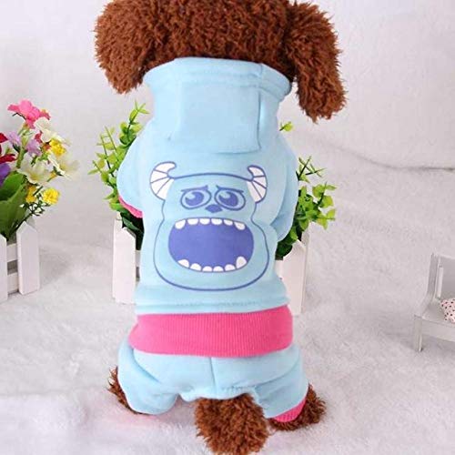 LY Warme Hundejacke für Hunde, Chihuahua, französische Bulldogge, Teddy-Kostüm, Haustierkleidung, Cartoon-Druck, Haustier-Hundekleidung WE004 (XXL: 52 x 40 cm, Blau und Rosa) von LY