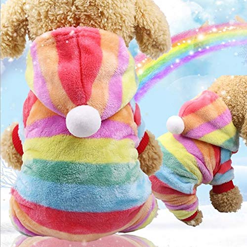 LY XS-2XL Winter Haustierkleidung Vierbeinige Hundekleidung Jumpsuit Warm Golden Retriever Größe Hund Knopf Kleidung für Yorkie Mops WE009 (40 x 30 cm, Regenbogen) von LY