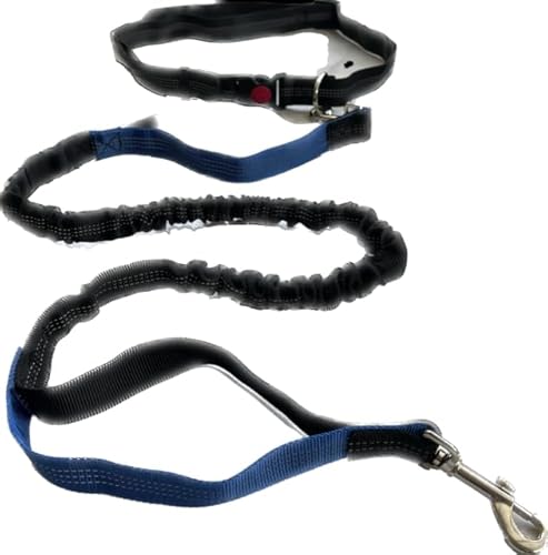 Jogging Hundeleine, freihändige Hundeleine mit verstellbarem Hüftgurt und Dehnbarer Bungee-Leine, reflektierende Nähten (rot - schwarz) von LYB