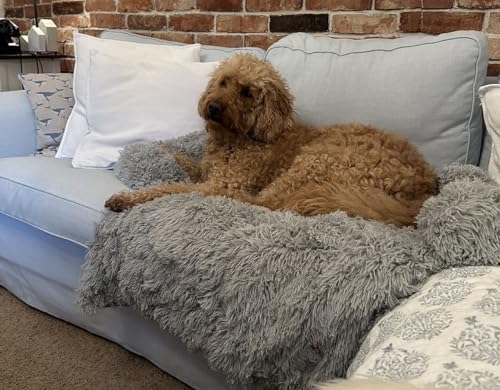 LYB Flauschiges plüsch Hundebett, Hundebett Couch für Sofaschutz, rutschfeste Hundematte, Maschinenwaschbar (grau) von LYB