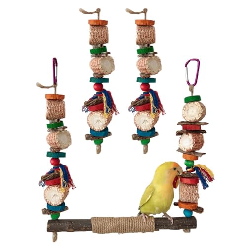 Lovebirds Papageienkäfig Sitzstange Ständer Brücke Schaukel Kauen Klettern Holz Training Maiskolben Spielzeug für Vogel Set Vogelschaukel für Käfig von LYBZLJ