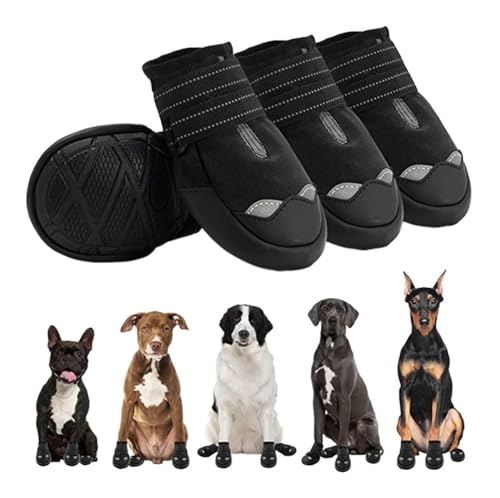 LYCICILI hundeschuhe Reflektierende und spritzwassergeschützte Hundeschuhe mit weichen Sohlen, geeignet for Outdoor-Reisen Kleiner, mittlerer und großer Hunde (Color : Black, Size : 3#) von LYCICILI