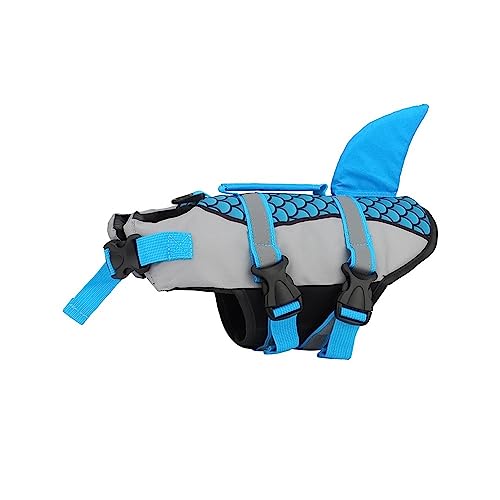 LYCICILI schwimmweste Hund mittel Haustier Hund Schwimmweste Weste Kleidung Schwimmweste Halsband Geschirr, Haustier Schwimmen Sommer Badebekleidung Schuppen Hai (Color : Blue, Size : XXL) von LYCICILI