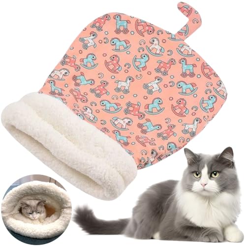 LYEAA Katzenschlafsack, weich, niedlich, Cartoon-Katzenschlafsack, Plüsch, Katzenhöhle, Bett, Haustierschlafsack for drinnen, Kätzchen und Welpen von LYEAA