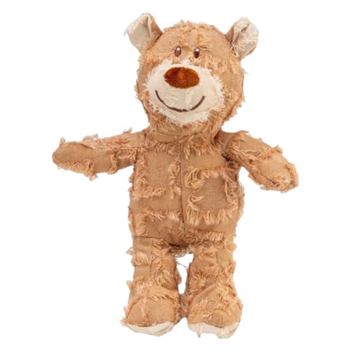 LYEAA Squeaky Bear Toy Stoffed Welpen Haustier Spielzeug Hunde Begleiter Quietschendes Hund Spielzeug für kleine mittelgroße Hunde (Hellbraun 28 cm) von LYEAA