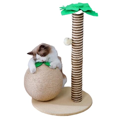 Stabiler und Nicht wackelnder Kratzbaum, integrierter Spiel- und Schlaf-Kratzbaum für den Innenbereich (Coconut Tree Model) von LYFDPN