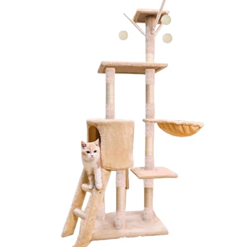 Stabiler und kratzfester Kratzbaum, multifunktionaler windfester Kratzbaum für den Innenbereich (beige B) von LYFDPN