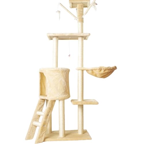 Stabiler und kratzfester Kratzbaum, multifunktionaler windfester Kratzbaum für den Innenbereich (beige C) von LYFDPN