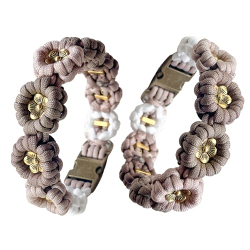 LYFIE - Hundehalsband Fleur aus Paracord, Handgefertigt, Blumen Hundehalsband, Halsband geflochten, Dog Collar Flower, Luxury, Aesthetic, Für kleine bis mittelgroße Hunde (S) von LYFIE