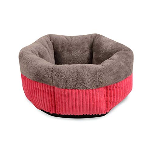 LYJIN Haustier-Bett Semi Closed Hundehütte Kleintiere Kennel Warme und Bequeme Haustier-Produkte im Herbst und Winter Pet Kennel, Brown,Rosa von LYJIN