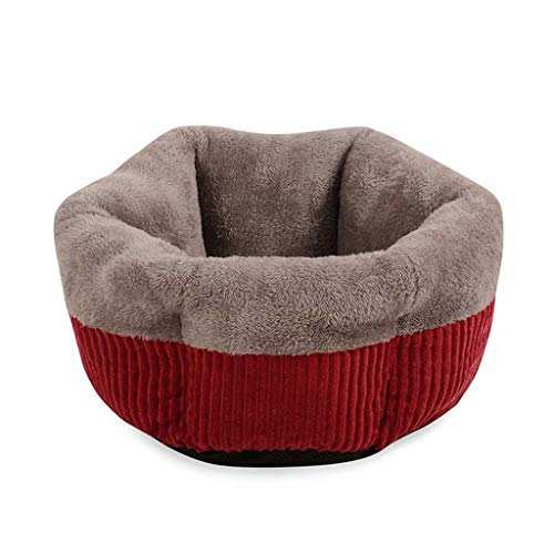 LYJIN Haustier-Bett Semi Closed Hundehütte Kleintiere Kennel Warme und Bequeme Haustier-Produkte im Herbst und Winter Pet Kennel, Brown,Rot von LYJIN