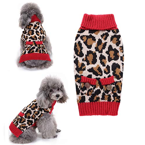 LYJIN Haustier Hund Katze Sweater, Haustier Leopard Pullover Nette und Warm und bequem einfache An, geeignet für kleine und mittelgroße Hunde und Katzen,L von LYJIN