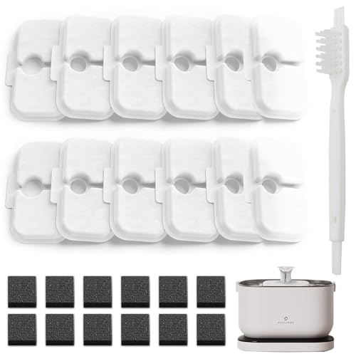 LYJOW Pack of 12 Cat Fountain Filters Compatible with Petlibro 2.5 Litre Dockstream Cat Fountain PLWF005/PLWF115/PLWF105, 12 Filter Cartridges and 12 Foam Sponges von LYJOW