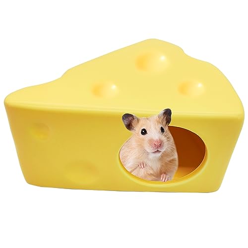 Hamsterversteck aus Keramik, Hamster-Käse-Form, Kleintierhäuser und Lebensräume, niedlich, geeignet für alle Jahreszeiten, geeignet für Zwerghamster, Rennmäuse, Mäuse, Meerschweinchen und andere von LYML.E1