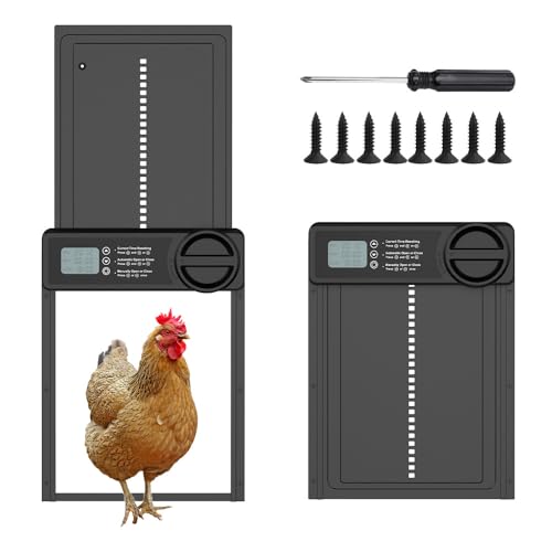 LYPPUL Automatische Hühnerklappe, Elektrische Hühnerklappe Hühnertür mit Timer, Aluminiumlegierung Automatische Hühnerstalltür, Türöffner Hühnerstall für Hühnerstall Zubehör von LYPPUL