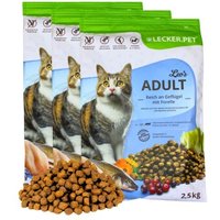 Lyra Pet Lecker.Pet Leo's Adult Geflügel & Forelle Katzenfutter Trockenfutter Vollnahrung 7,5 kg von LYRA PET