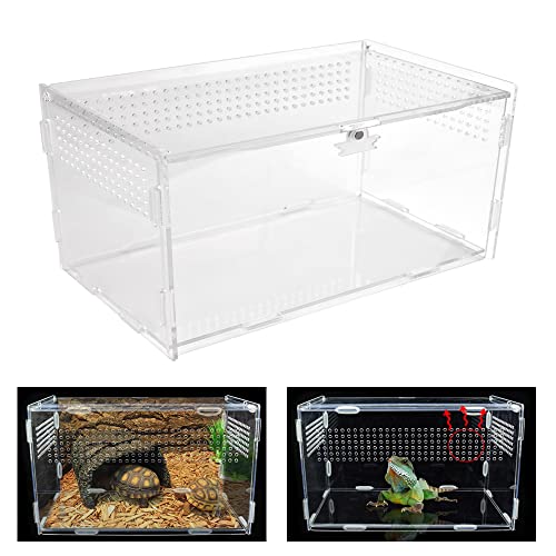 LYTIVAGEN Reptil Fütterungsbox Acrylic Reptilienzuchtbox Mini Terrarium Transportbox Behälter 12x12x20cm Reptilienzuchtkoffer Kunststoff Zuchtfall für Spide Eidechse Skorpion Tausendfüßler von LYTIVAGEN