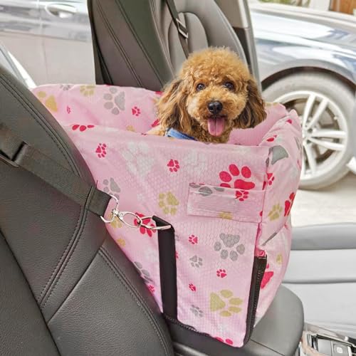 Hundesitze Für Kleine Hunde,Tragbare Haustier Autositz Hund Reisen,Welpen-Autositz Für Kleine Hunde Bis Zu 5,5 Kg, wasserdichte Hundetragetasche,Pink Rosa von LYXLBX