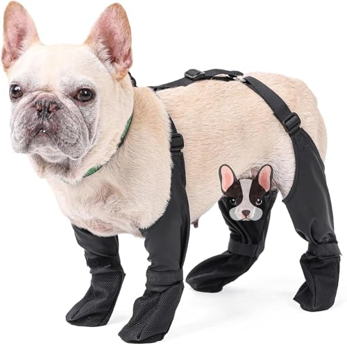 Hundetaschenstiefel, Hundepfotenschutz mit Schultergurt, schmutzabweisende, verstellbare Hundesockenschuhe mit Gummisohle for Spaziergänge im Freien und Wandern in der Winter-Regenzeit,S von LYXLBX