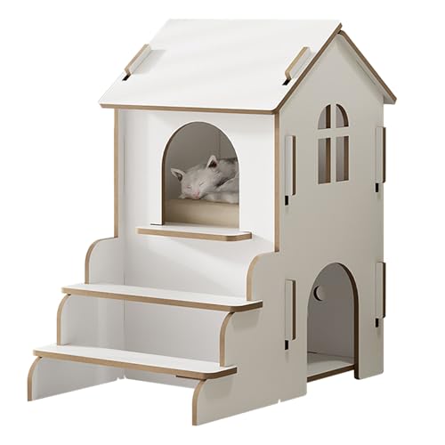 Katzenbett Für Den Innenbereich, Katzenkäfig, Katzenbox, Kaninchenhaus Aus Holz, Katzenhaus Mit Treppe, Vier Jahreszeiten, Komfort(White) von LYXXJRYBHD