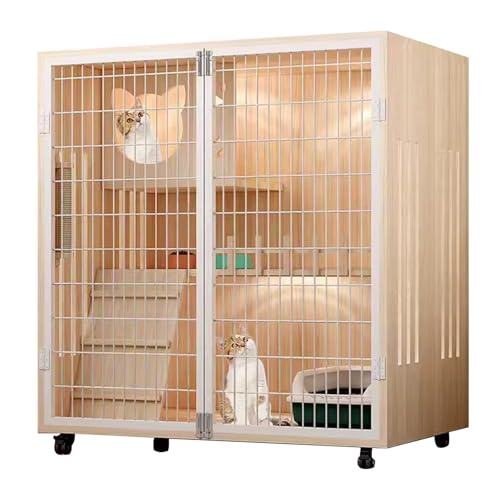 Katzenkäfig, Katzenbox, Katzenvilla für Den Innenbereich, Katzengehege, Atmungsaktive Netztür, Mit Katzenkratzbaum, Kletterleiter(Gray,Small) von LYXXJRYBHD