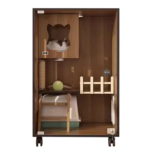 Katzenkäfig, Katzenhöhle, Katzenschrank, Mehrschichtiges Raumdesign, Belüftung Auf Beiden Seiten, für Wohnzimmer, Katzencafé(Brown,Small) von LYXXJRYBHD