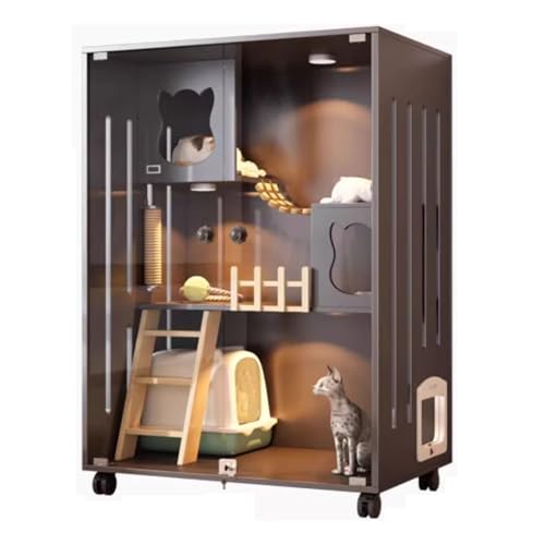 Katzenkäfig, Katzenhöhle, Katzenschrank, Mehrschichtiges Raumdesign, Belüftung Auf Beiden Seiten, für Wohnzimmer, Katzencafé(Gray,Large) von LYXXJRYBHD