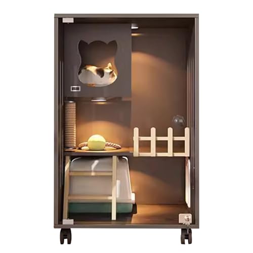 Katzenkäfig, Katzenhöhle, Katzenschrank, Mehrschichtiges Raumdesign, Belüftung Auf Beiden Seiten, für Wohnzimmer, Katzencafé(Gray,Small) von LYXXJRYBHD