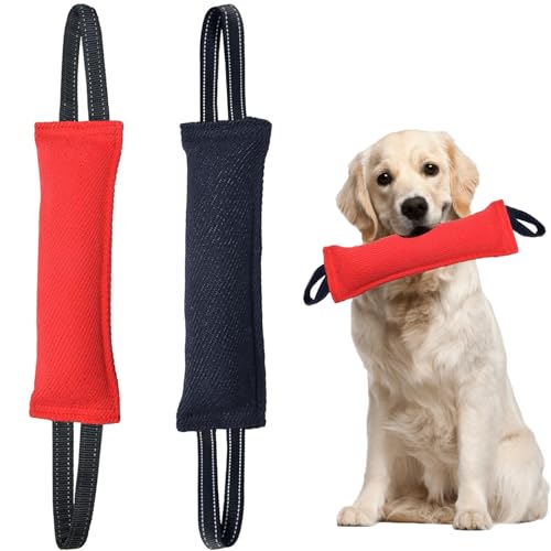 Hundespielzeug zum Ziehen, interaktives Hundespielzeug, robustes Jute-Beißkissen mit 2 Griffen, interaktives Spiel, interaktives Spielzeug, Hundetrainingsspielzeug für kleine und mittelgroße Hunde, 2 von LZDGCC