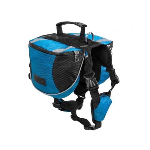 Hunderucksackgeschirr, Reise Camping Hund Satteltasche Hund Wanderrucksack, mit reflektierendem Streifen für kleine, mittelgroße und große Hunde (Color : E, Size : S) von LZFCDMD