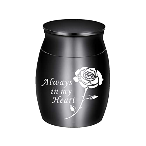 LZHLMCL Asche Box 40 Mm Kleine Urne Für Asche Mini Asche Andenken Kleine Urne Für Asche Von Menschen Und Haustieren Rose Urne Für Asche Schwarz von LZHLMCL