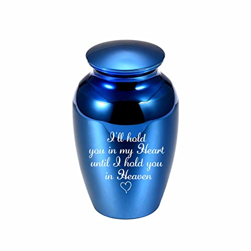 LZHLMCL Cemetery Urn Kleine Andenken Urnen Aus Metall Mit Gravur Für Menschliche Asche Mini Urnen Für Asche Für Asche Text Memorial Aschehalter Blau 70 * 45 Mm von LZHLMCL