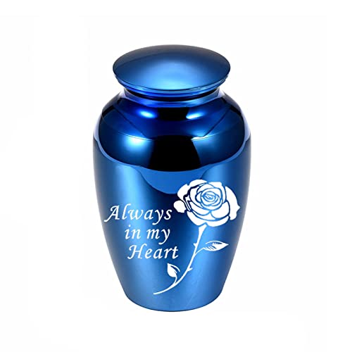 LZHLMCL Gedenkurne Asche 70Mm Kleine Andenken Urnen Für Menschliche Asche Mini Rose Urne Aluminiumlegierung Asche Andenken Memorial Aschehalter Blau von LZHLMCL