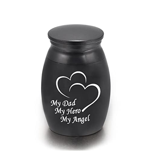 LZHLMCL Gedenkurne Asche to My Dad My Hero My Angel Engraved Cremation Jewelry for Ashes Memorial Jar Human Ash Urns Edelstahl Schwarz 45 * 70Mm von LZHLMCL